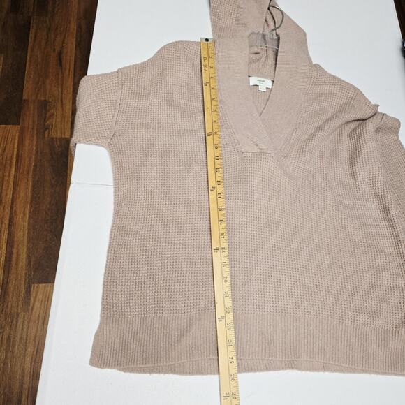 Aerie Sweater X-Small Womens Thermal Hooded Cozy Up Pullover Gray Waffle Stretch - Picture 12 of 12